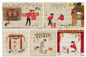 PS模板-22款中国风儿童年画宝宝古风工笔画后期PSD模板-小新卖蜡笔